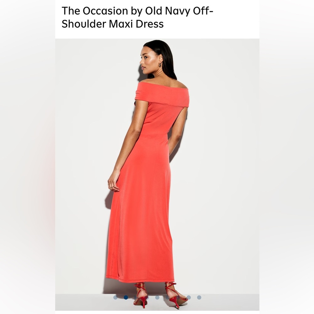 Old Navy Bright Coral Off the Shoulder Cocktail Dress - Picture 3 of 10